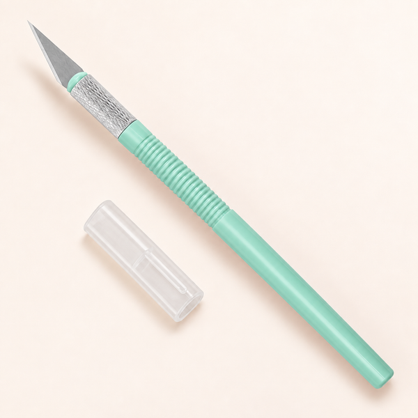 Mint green precision craft knife with fitted blade and protective cap