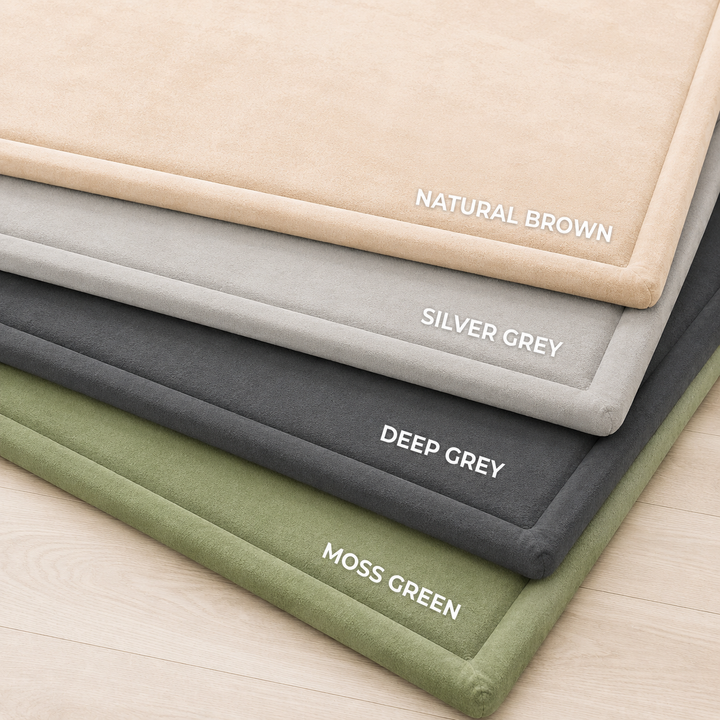 CloudOne 3cm play mat colour options: Natural Brown, Silver Grey, Deep Grey and Moss Green