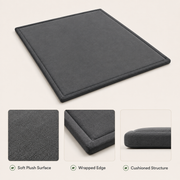 Soft plush surface, wrapped edge and cushioned structure details in Deep Grey