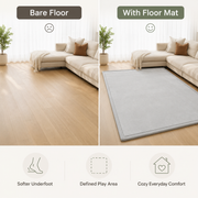 Bare floor compared with the softer, defined comfort of the CloudOne play mat