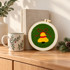 christmas hoop punch needle kit — bell finished example