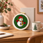 christmas hoop punch needle kit — snowman finished example