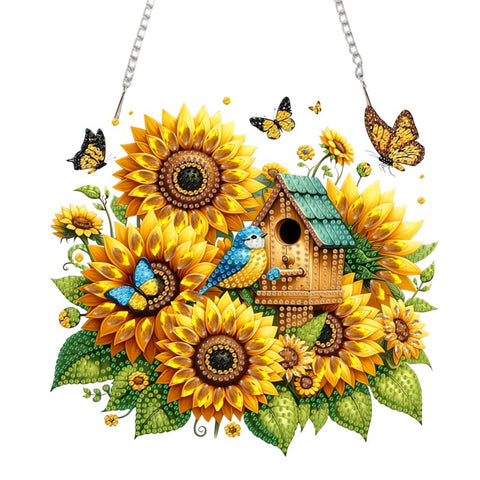 Sunflower birdhouse hanging · 23 × 24 cm