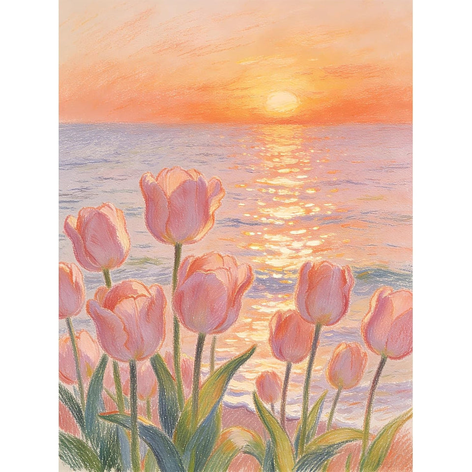 Sunset tulips · 40 × 50 cm diamond painting design