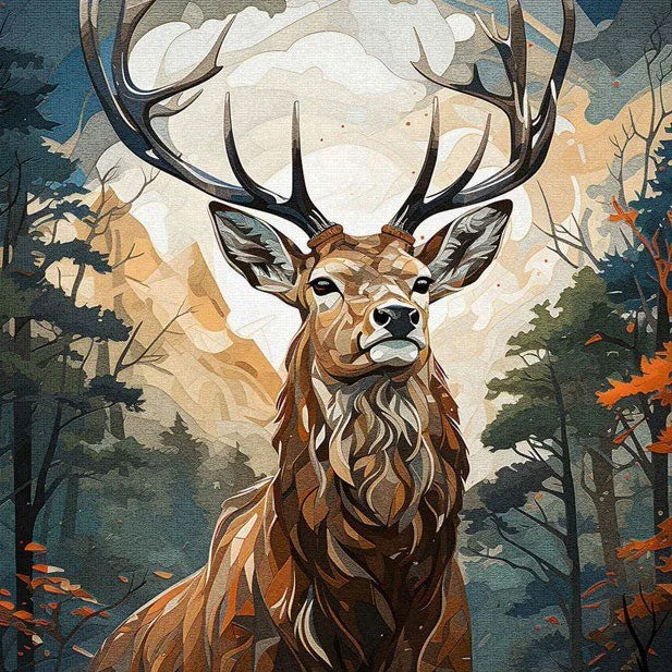 Woodland stag · 30 × 40 cm diamond painting design