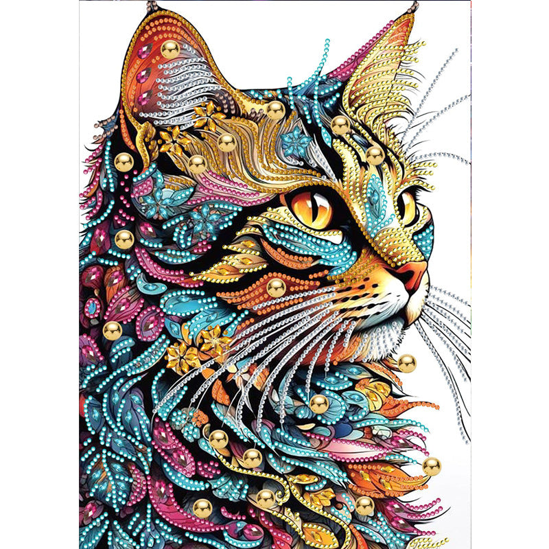 Jewel-toned cat · 30 × 40 cm diamond painting design