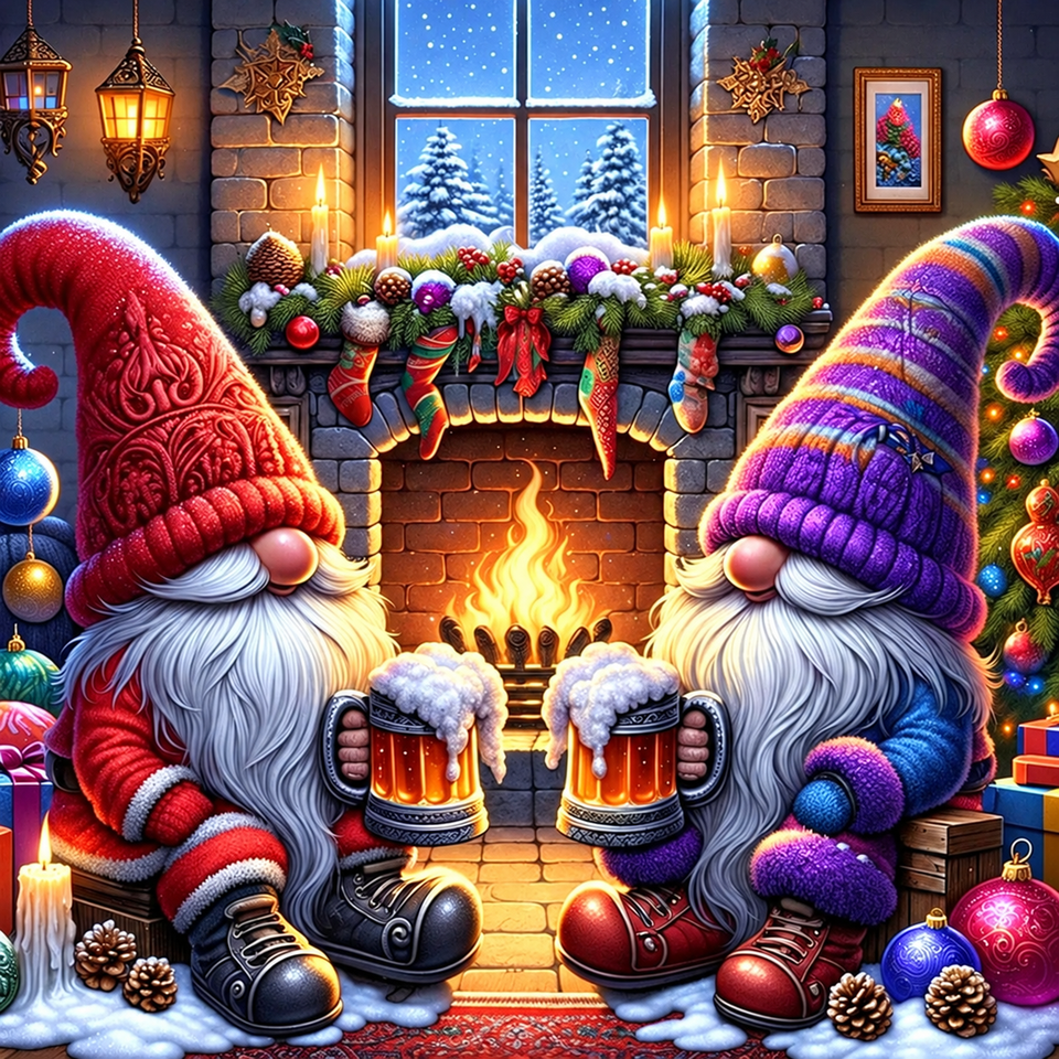 Christmas gnomes · 30 × 30 cm diamond painting design
