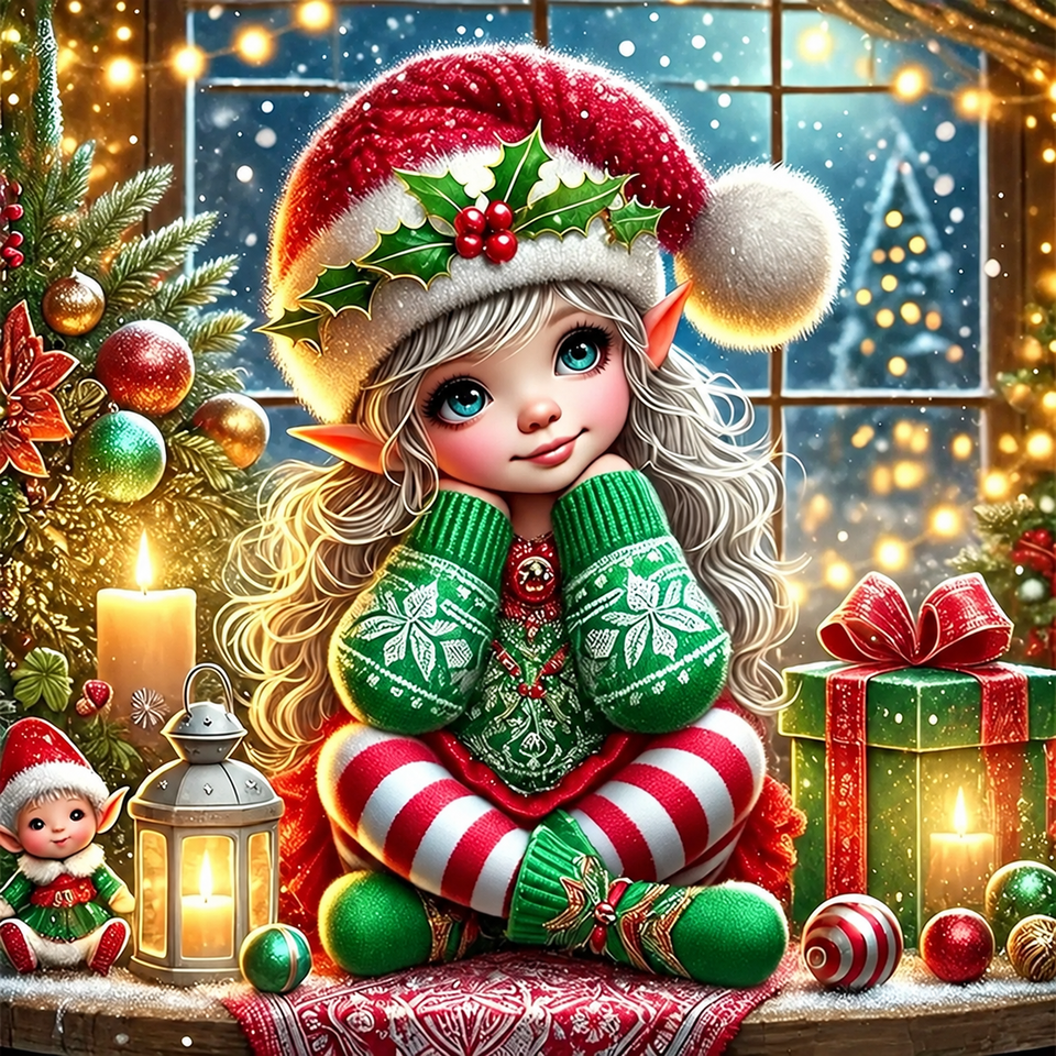Christmas elf · 30 × 30 cm diamond painting design