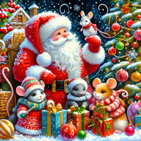 Santa & woodland friends · 30 × 30 cm