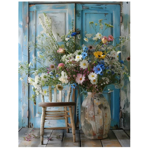 Wildflowers on a chair · 30 × 40 cm