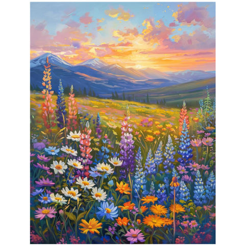 Mountain sunset meadow · 30 × 40 cm
