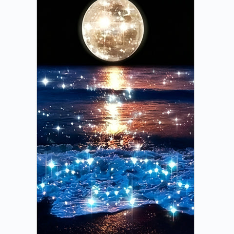 Moonlight on the sea · 30 × 40 cm