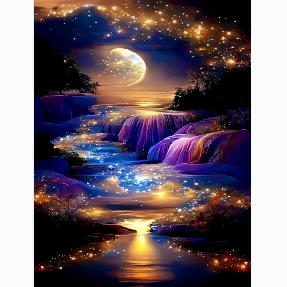 Starlight cascade · 30 × 40 cm diamond painting design