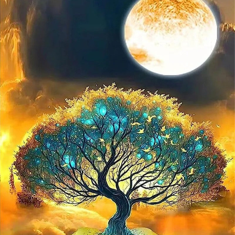 Golden moon tree · 30 × 40 cm diamond painting design