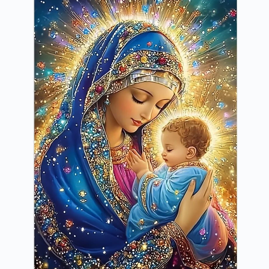 Madonna & child – blue · 30 × 40 cm diamond painting design