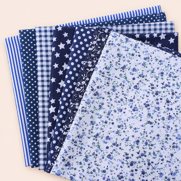 Navy cotton bundle with contrasting white patterns