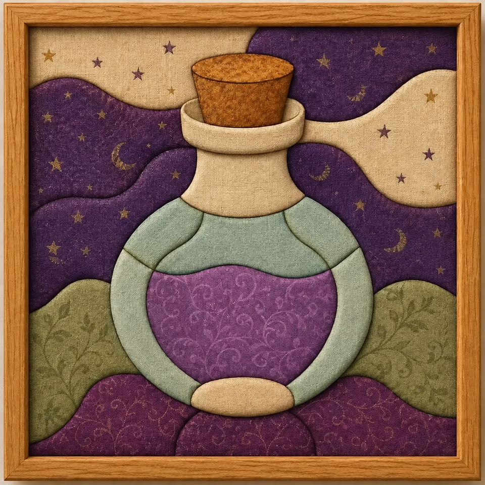 Potion bottle fabric art design