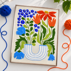Blue & Orange Bouquet — finished DIY project on a craft table