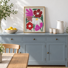 Daisy Bouquet — finished project on a dining room sideboard
