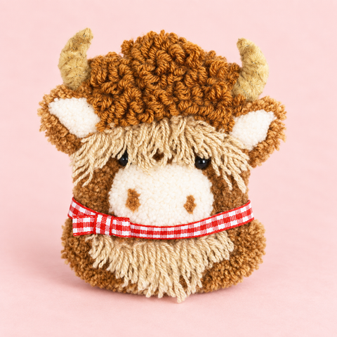Red Gingham Highland Cow