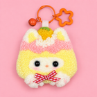 Mango Pudding Cat — finished punch needle charm example
