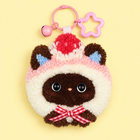 Strawberry Roll Cat — finished punch needle charm example