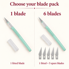 Craft knife options: one fitted blade, or one fitted blade and five spare blades