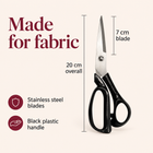 Fabric shears: 20 cm overall length and 7 cm stainless steel blades