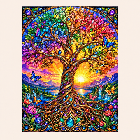 Stained-glass tree · 40 × 50 cm